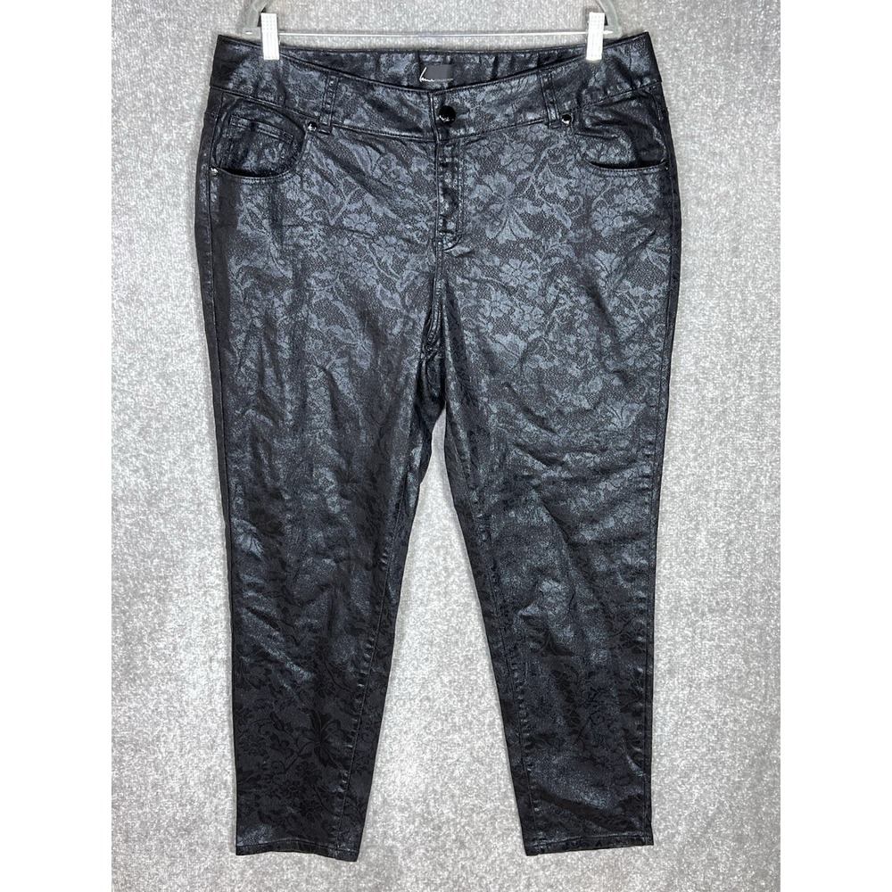 Lane Bryant Collection Jeans‎ Womens Size 20 Black Floral Damask Stretch Pockets